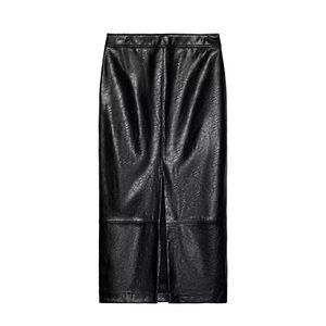 Zara Faux Leather Midi Skirt